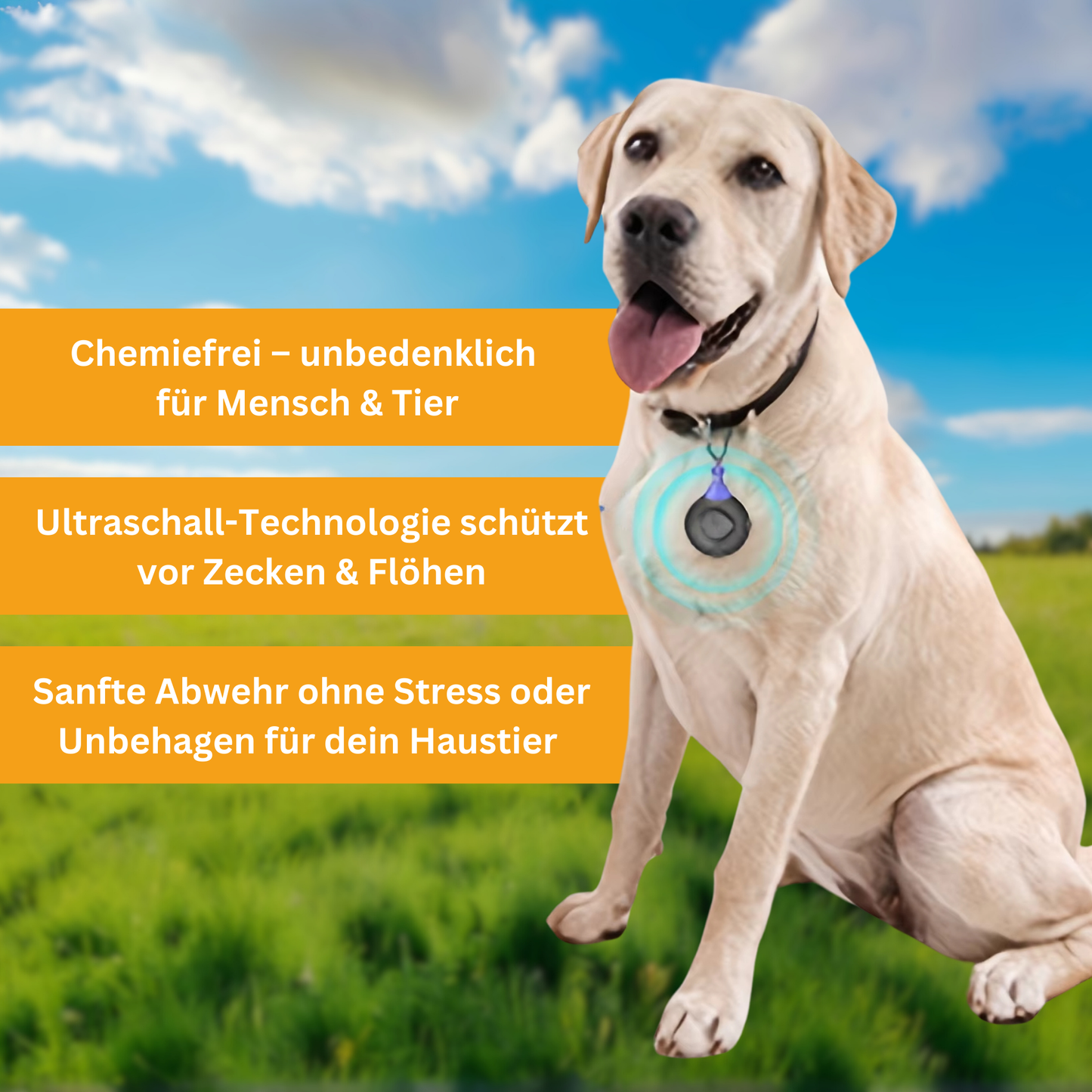 BugBlocker - Ultraschall-Halsband gegen Zecken & Flöhe